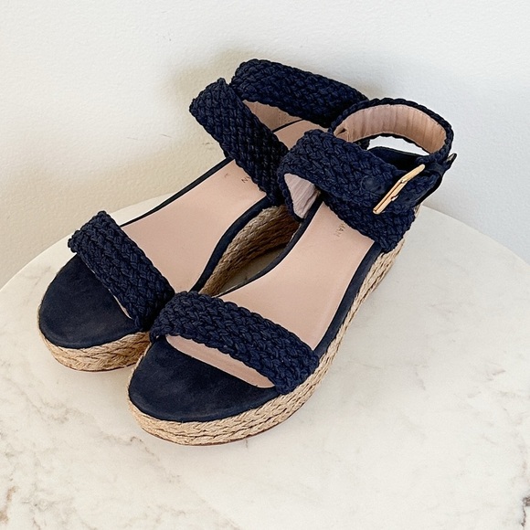 NEW Stuart Weitzman Alex Espadrille Low Wedges Midnight Blue Size 10 - Picture 6 of 11